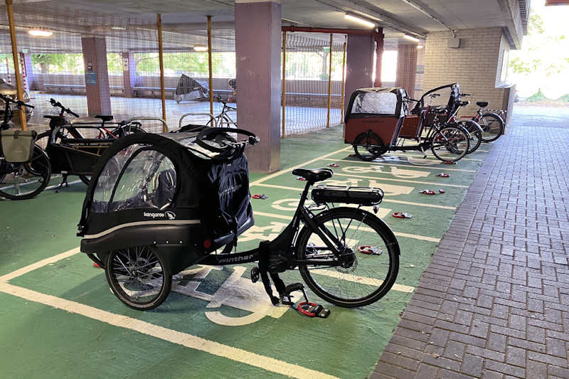The public cycle park at Queen Anne Terrace Car Park, Cambridge. Image credit: Cambridge City Council
