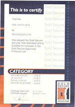 Sold Secure Certificate - DIB-130 D-Lock