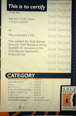 Sold Secure Certificate - Protector 22mm Titan Chain