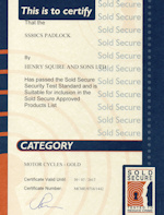 Sold Secure Certificate - Squire SS80CS Lock