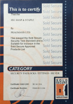 Sold Secure Certificate - HS1 CEN4 Hasp & Staple